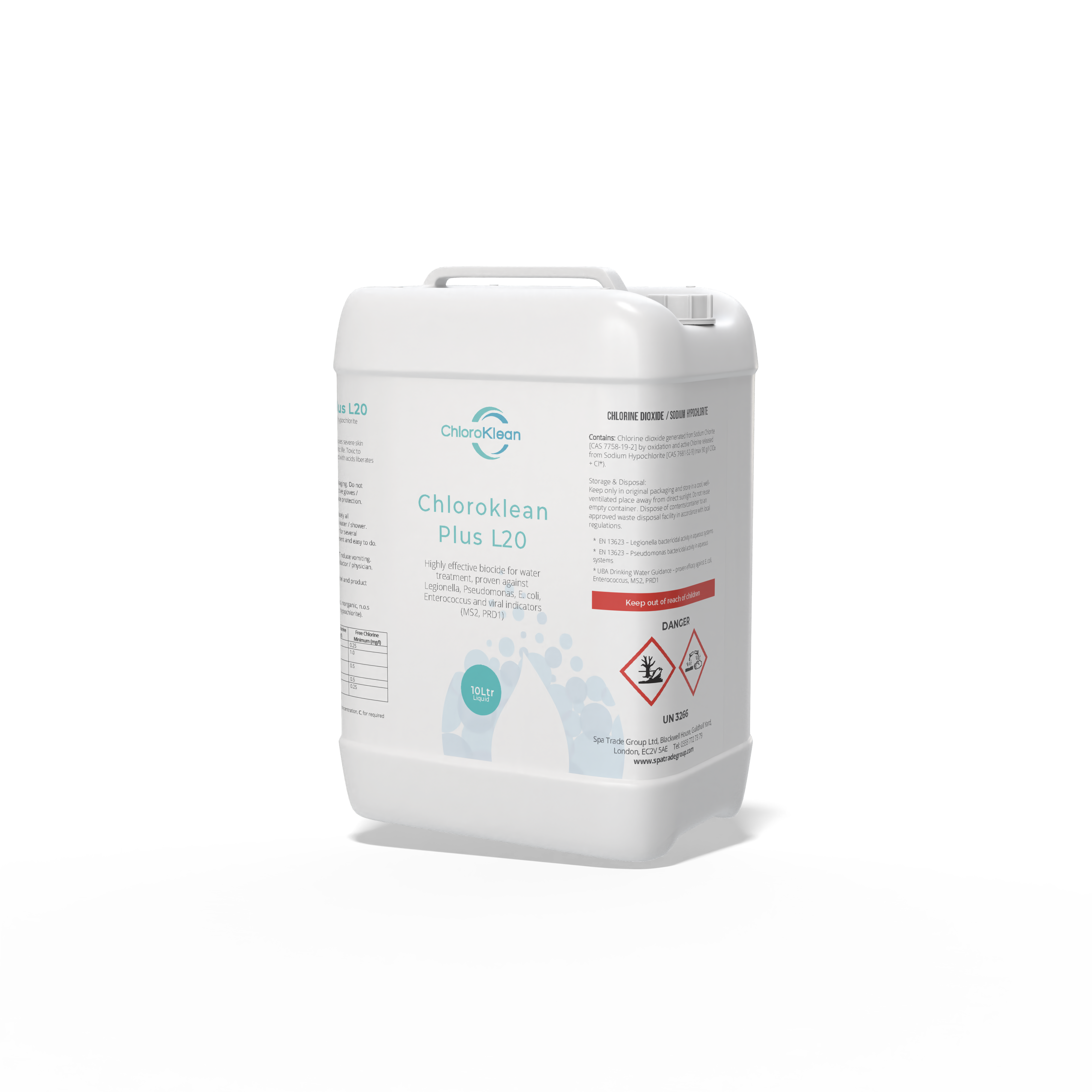 ChloroKlean Plus L20 10L - BPR Compliant Chlorine Dioxide Disinfectant